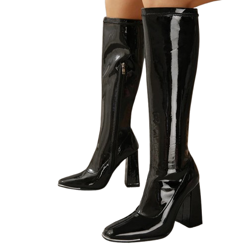 Black leather gogo boots​