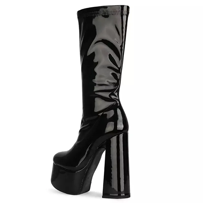White gogo boots platform