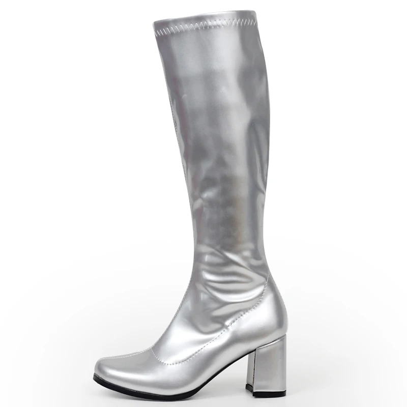 White gogo boots wide calf